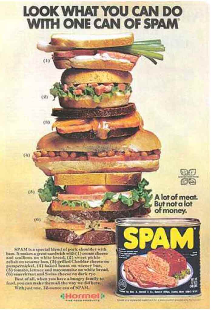 spot significato gastronomico di spam